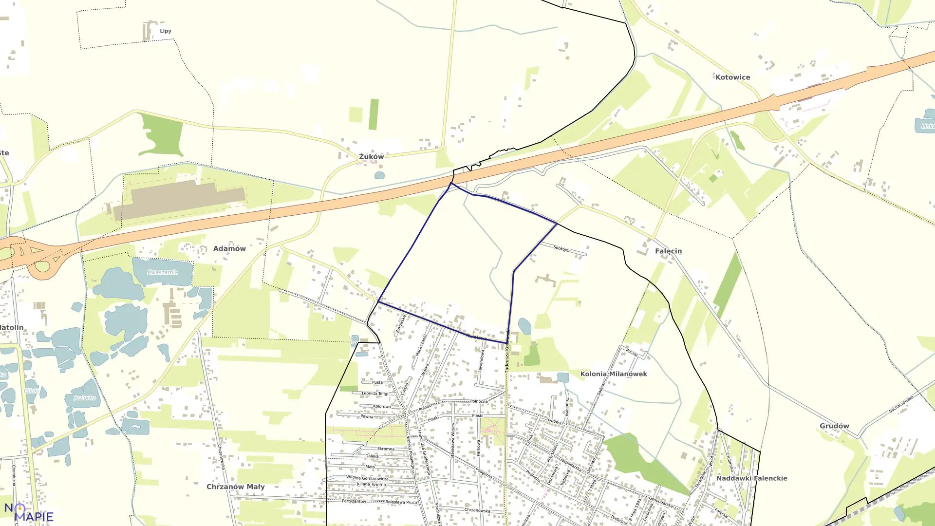 Mapa obrębu 05-01 w mieście Milanówek