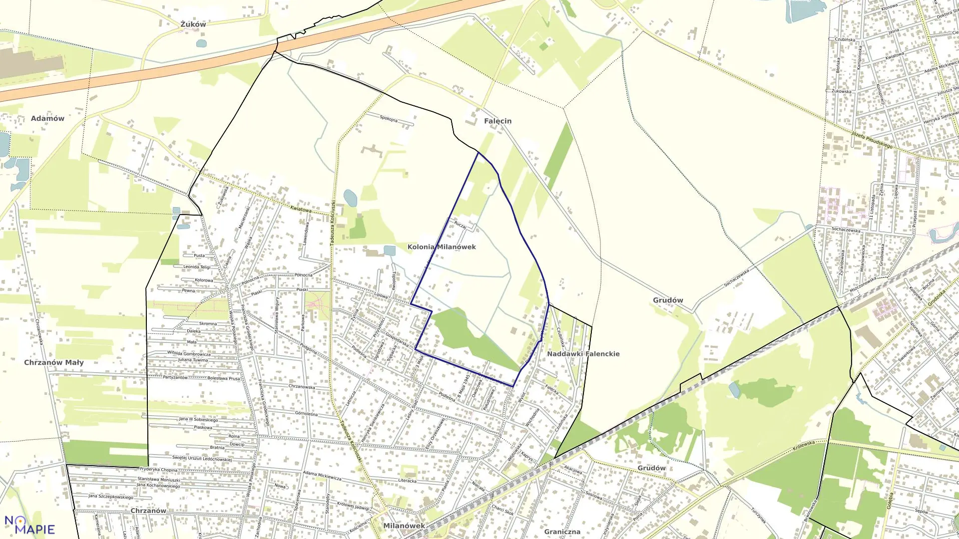 Mapa obrębu 05-03 w mieście Milanówek