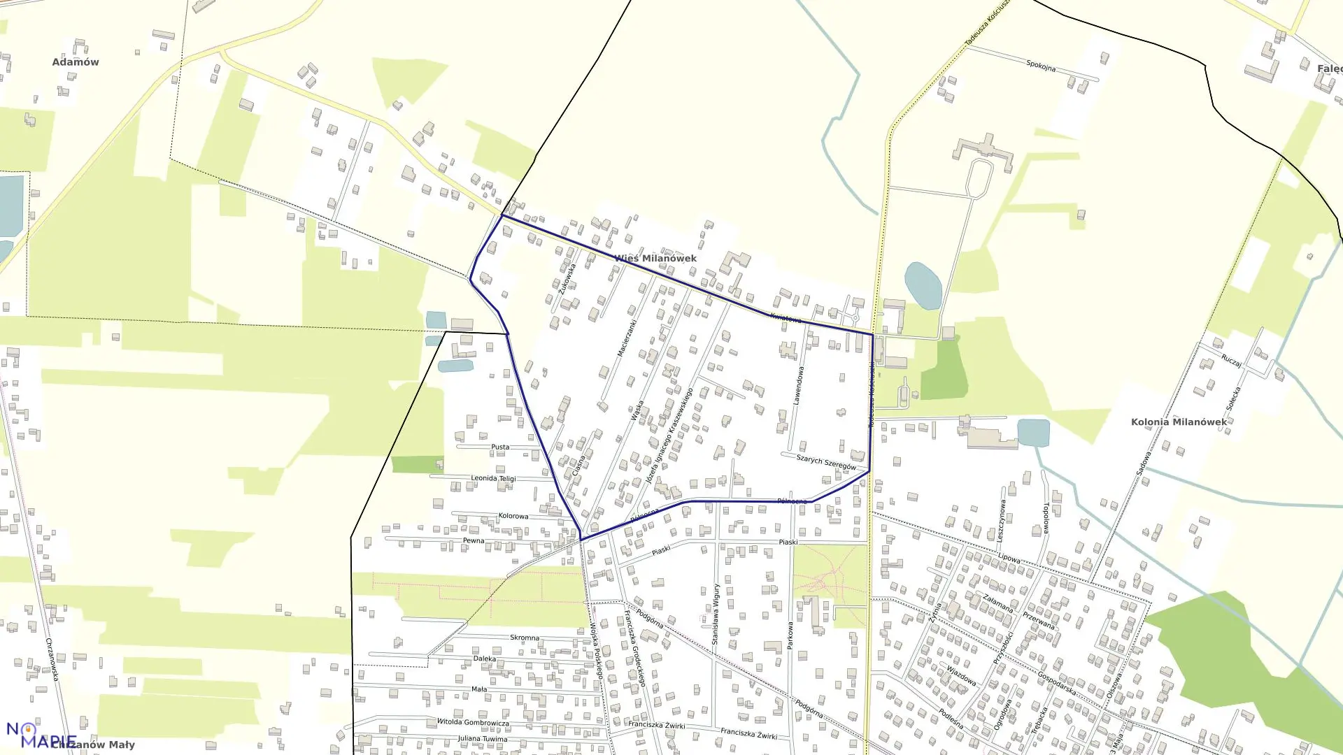 Mapa obrębu 05-04 w mieście Milanówek