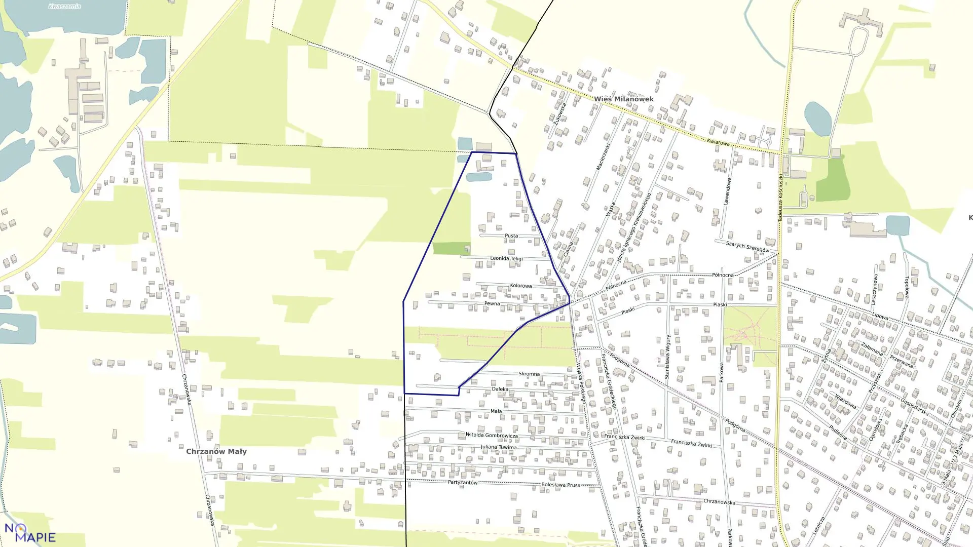 Mapa obrębu 05-05 w mieście Milanówek
