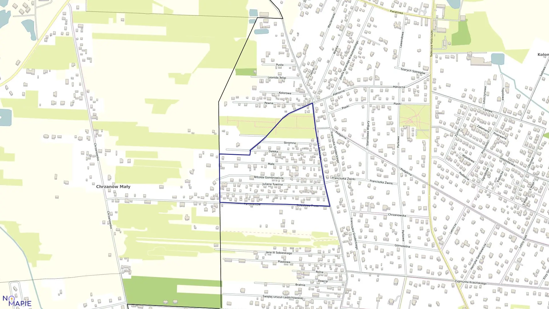 Mapa obrębu 05-06 w mieście Milanówek