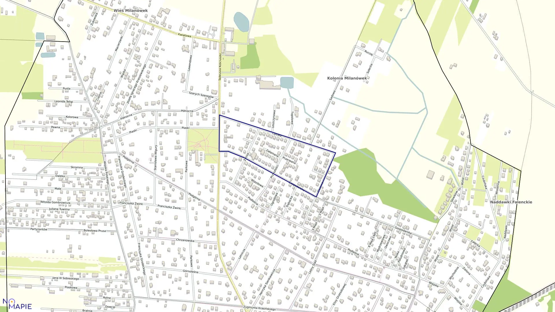 Mapa obrębu 05-08 w mieście Milanówek