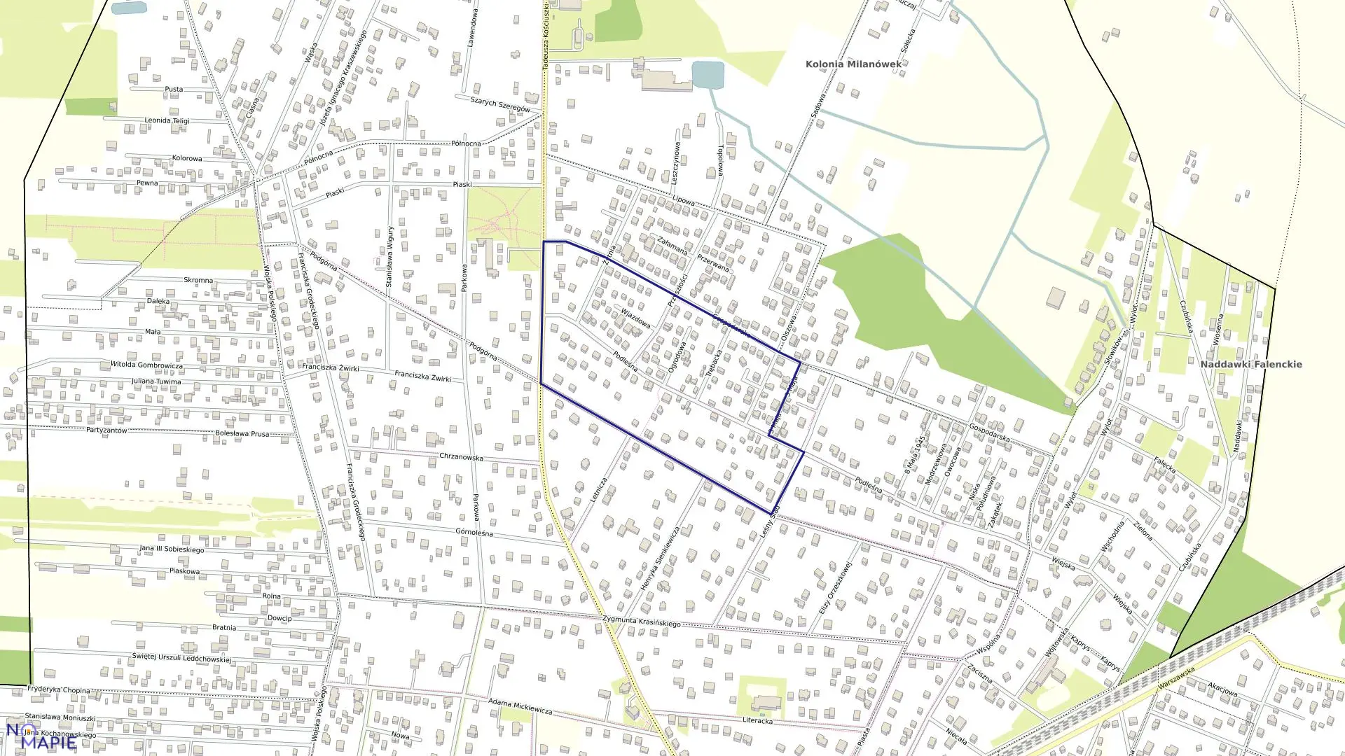 Mapa obrębu 05-09 w mieście Milanówek