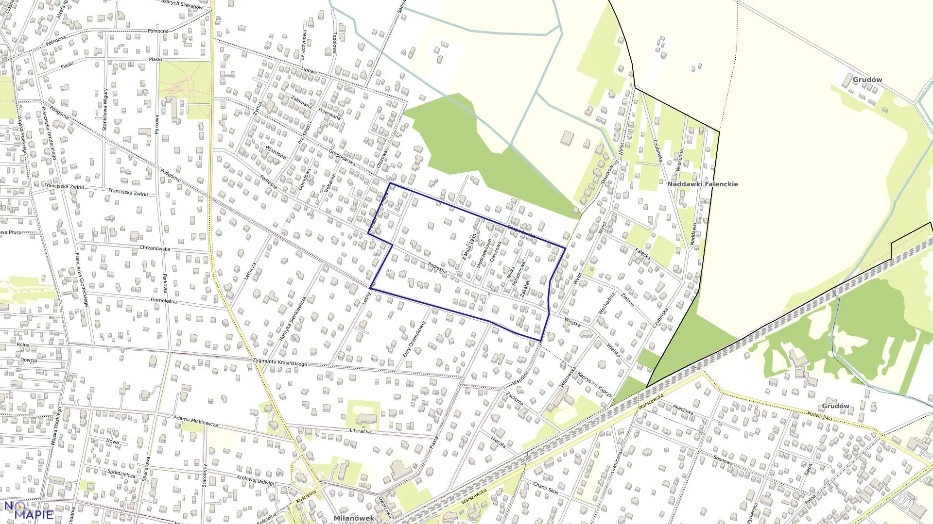 Mapa obrębu 05-10 w mieście Milanówek