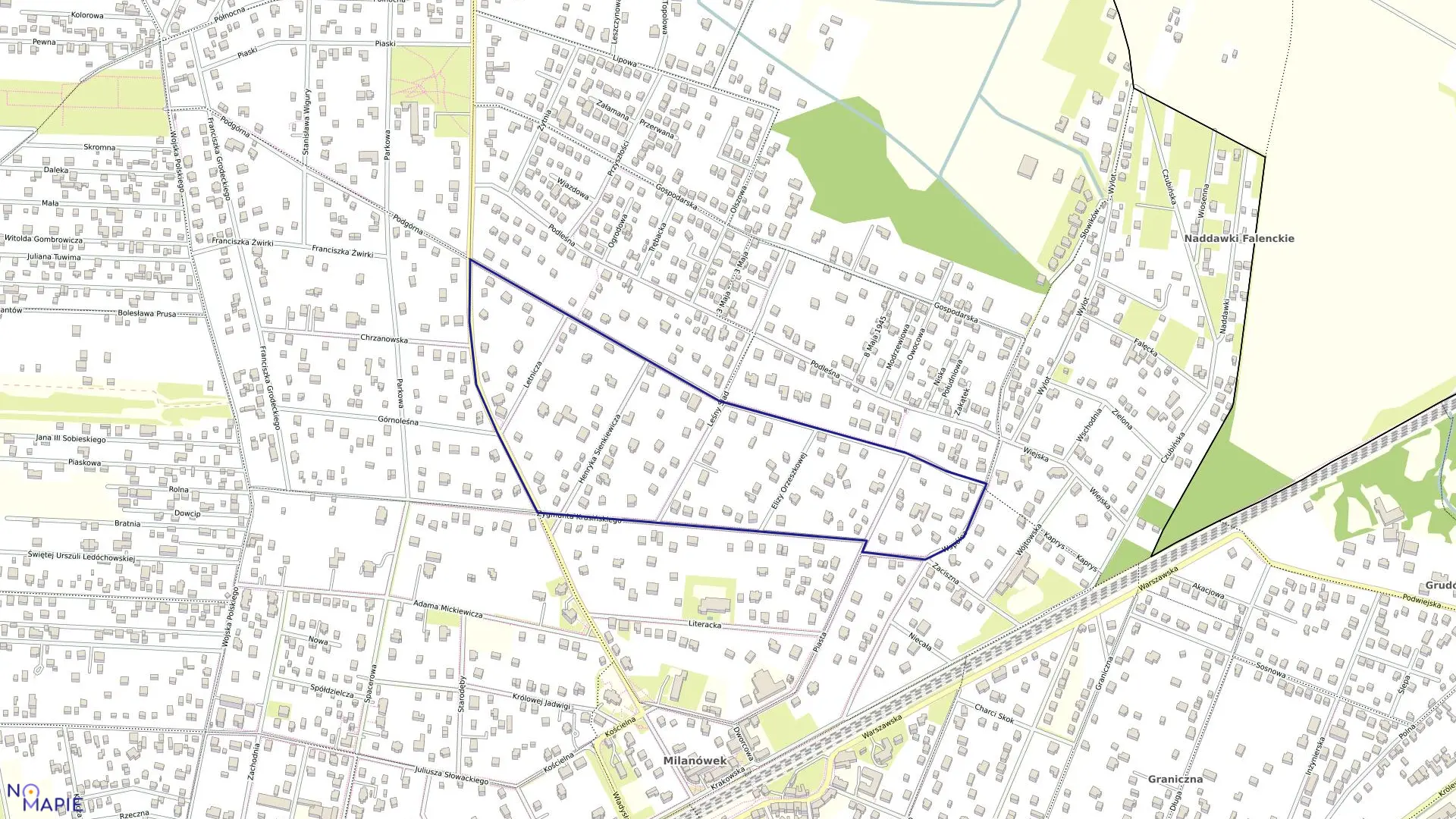 Mapa obrębu 05-14 w mieście Milanówek