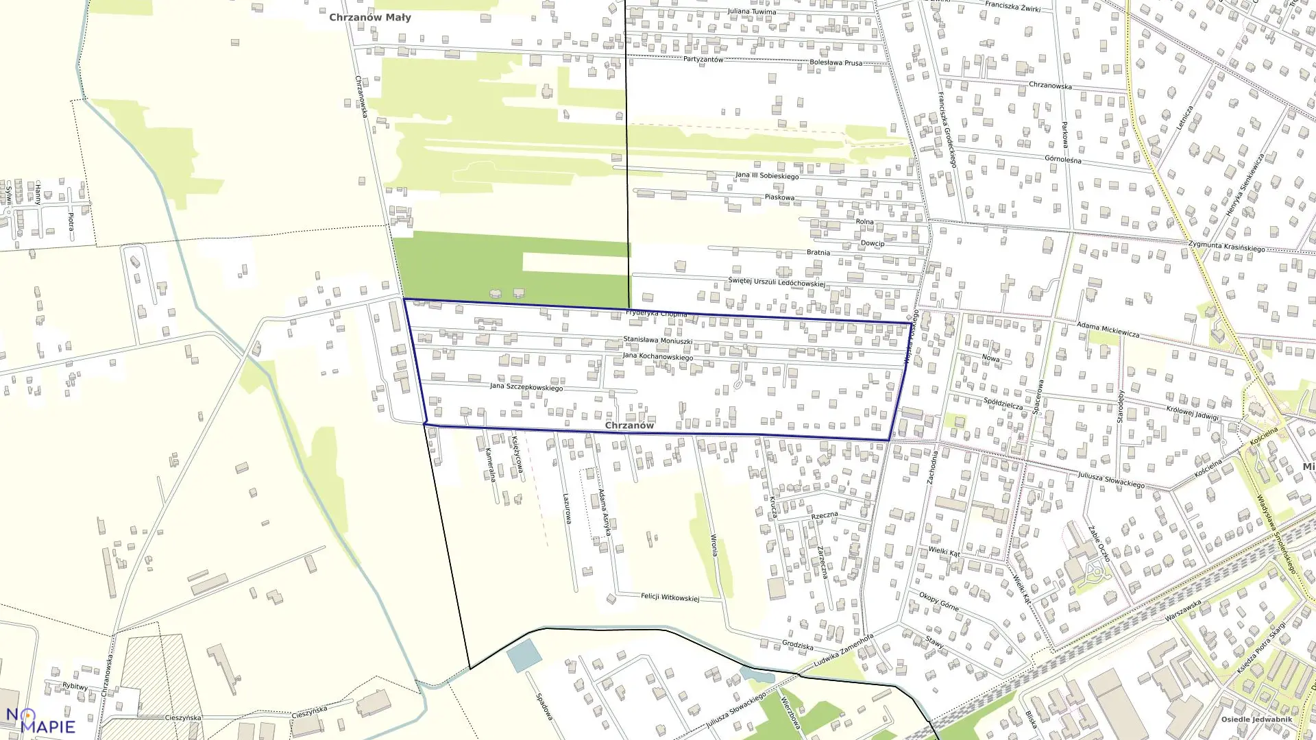 Mapa obrębu 05-16 w mieście Milanówek