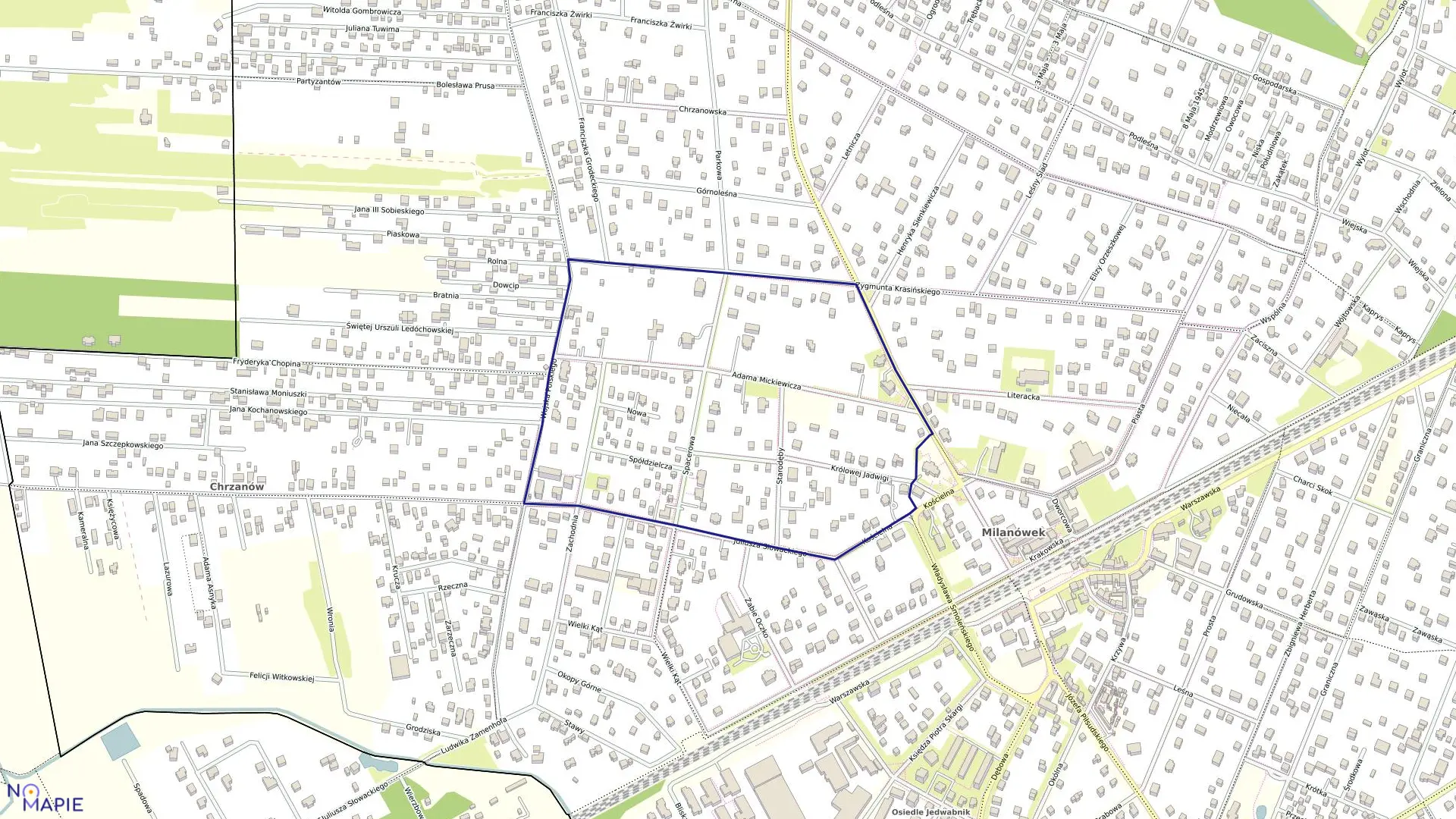 Mapa obrębu 05-17 w mieście Milanówek