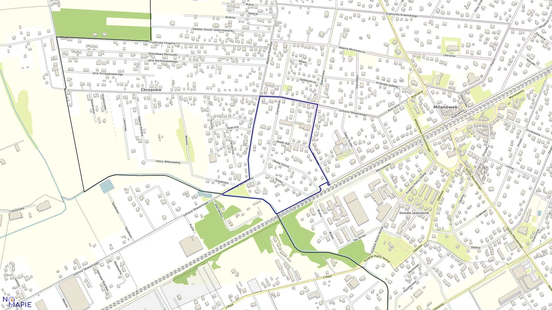 Mapa obrębu 05-20 w mieście Milanówek