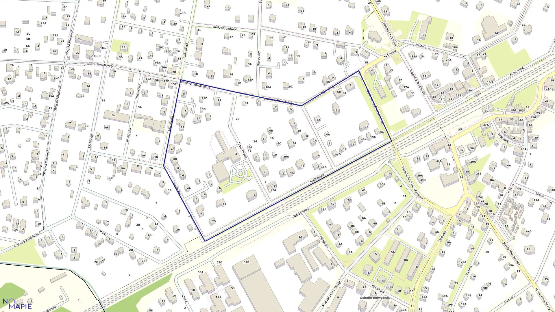 Mapa obrębu 05-21 w mieście Milanówek