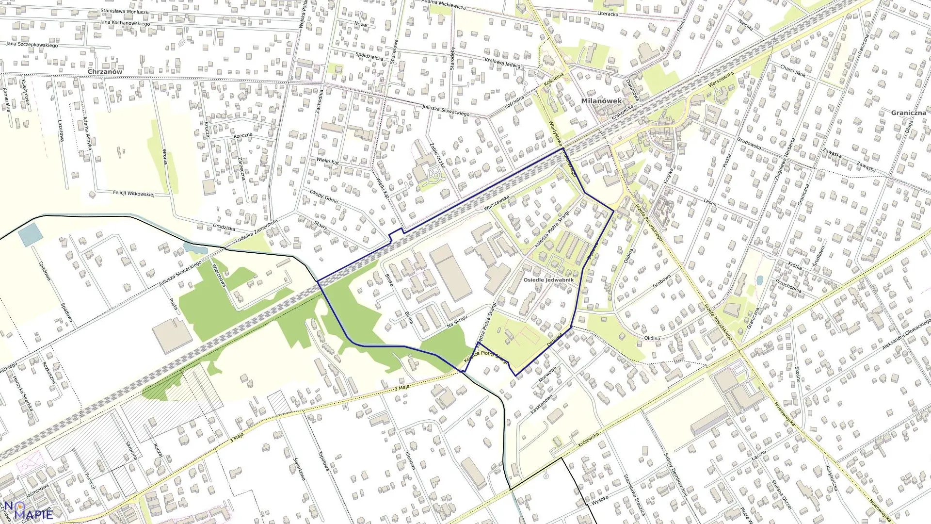 Mapa obrębu 06-01 w mieście Milanówek