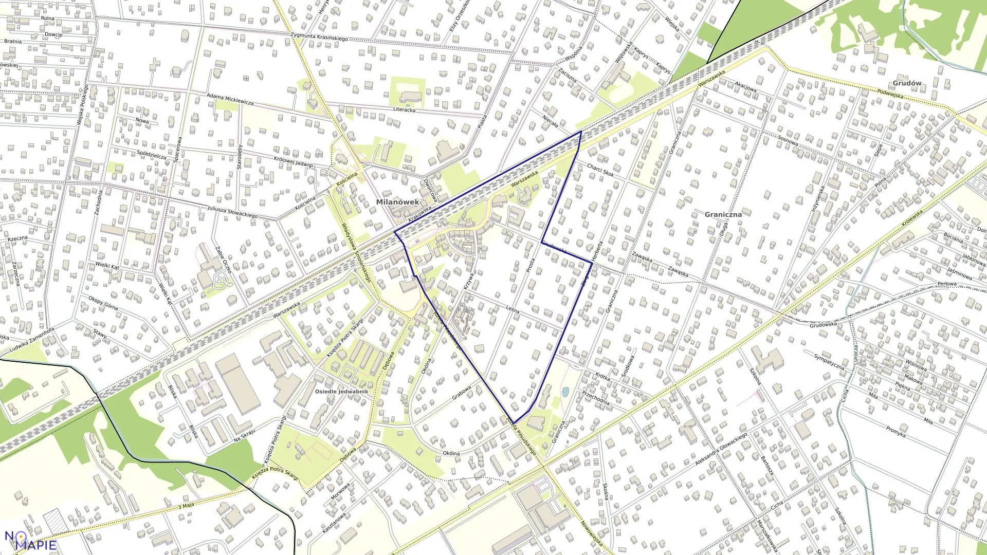 Mapa obrębu 06-03 w mieście Milanówek