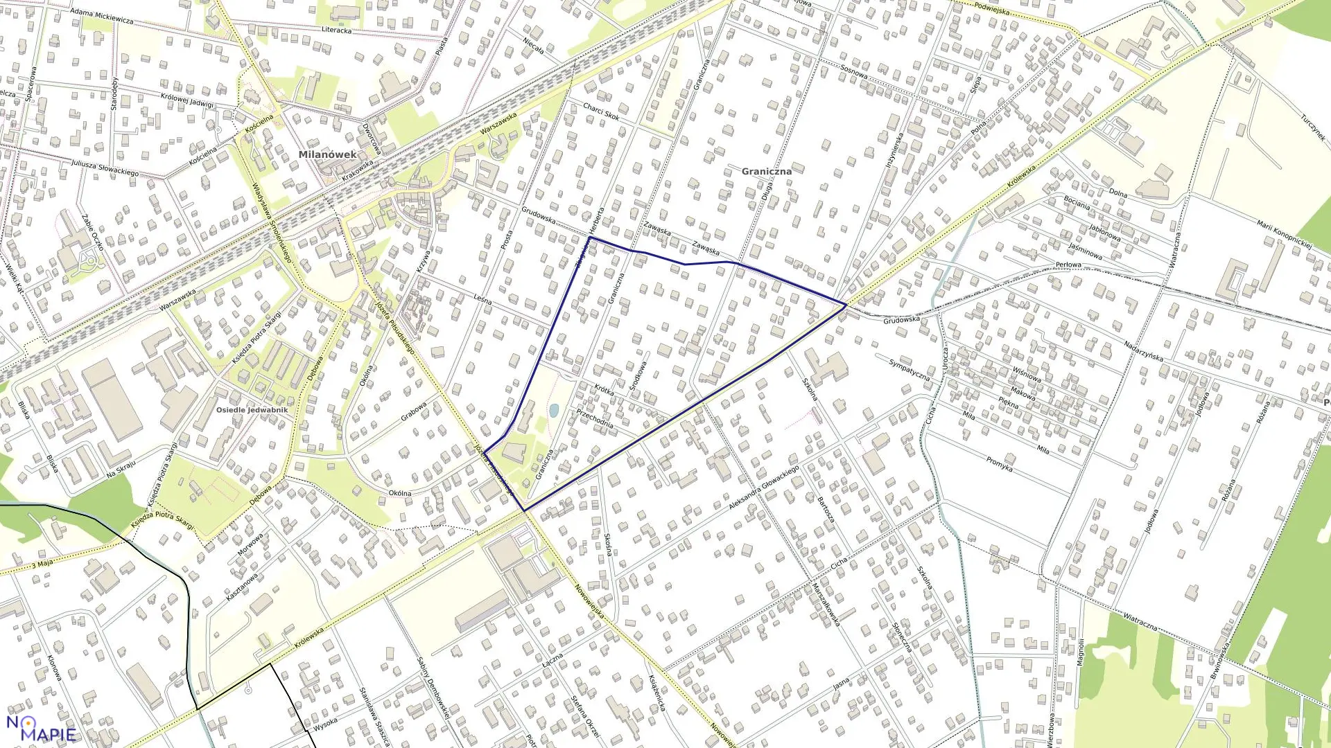 Mapa obrębu 06-04 w mieście Milanówek