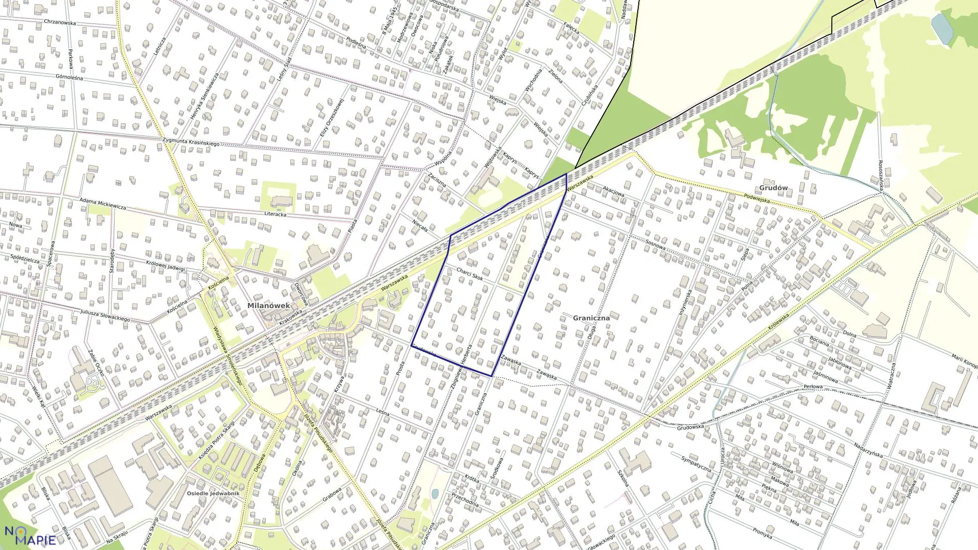 Mapa obrębu 06-05 w mieście Milanówek