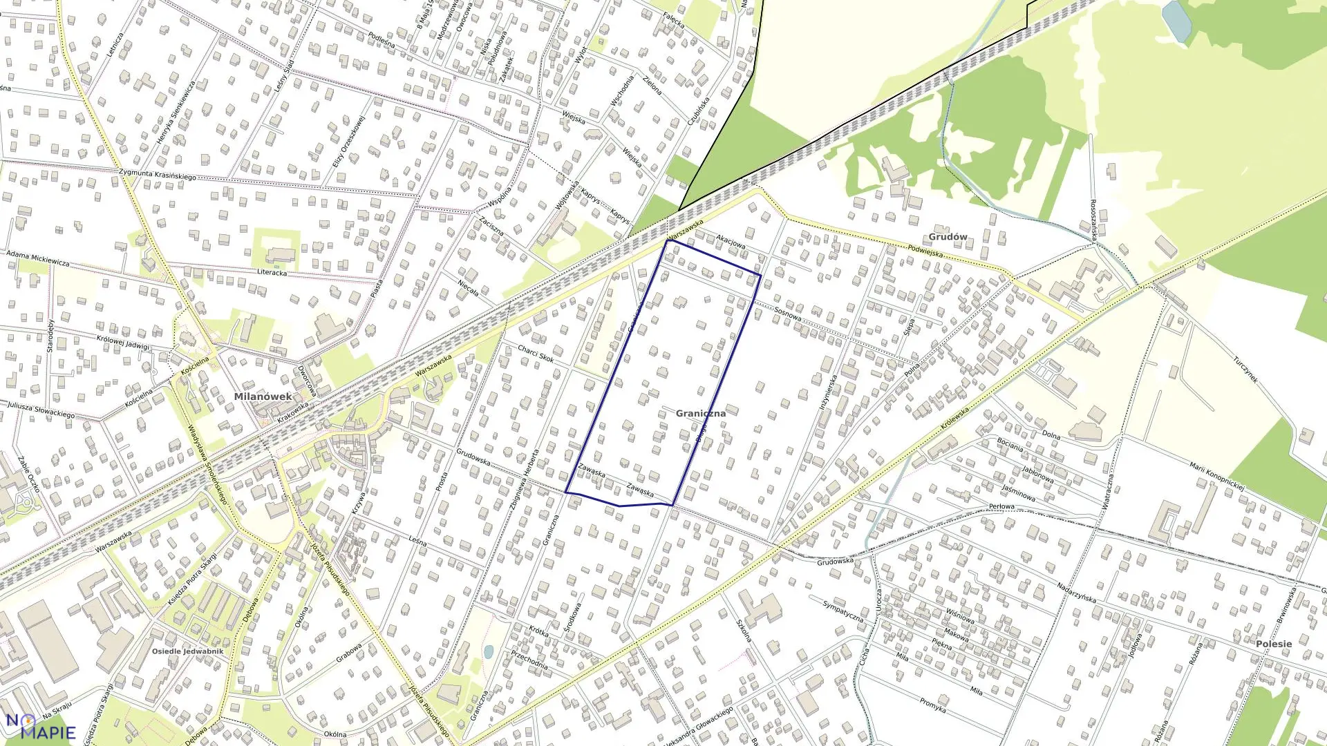 Mapa obrębu 06-06 w mieście Milanówek