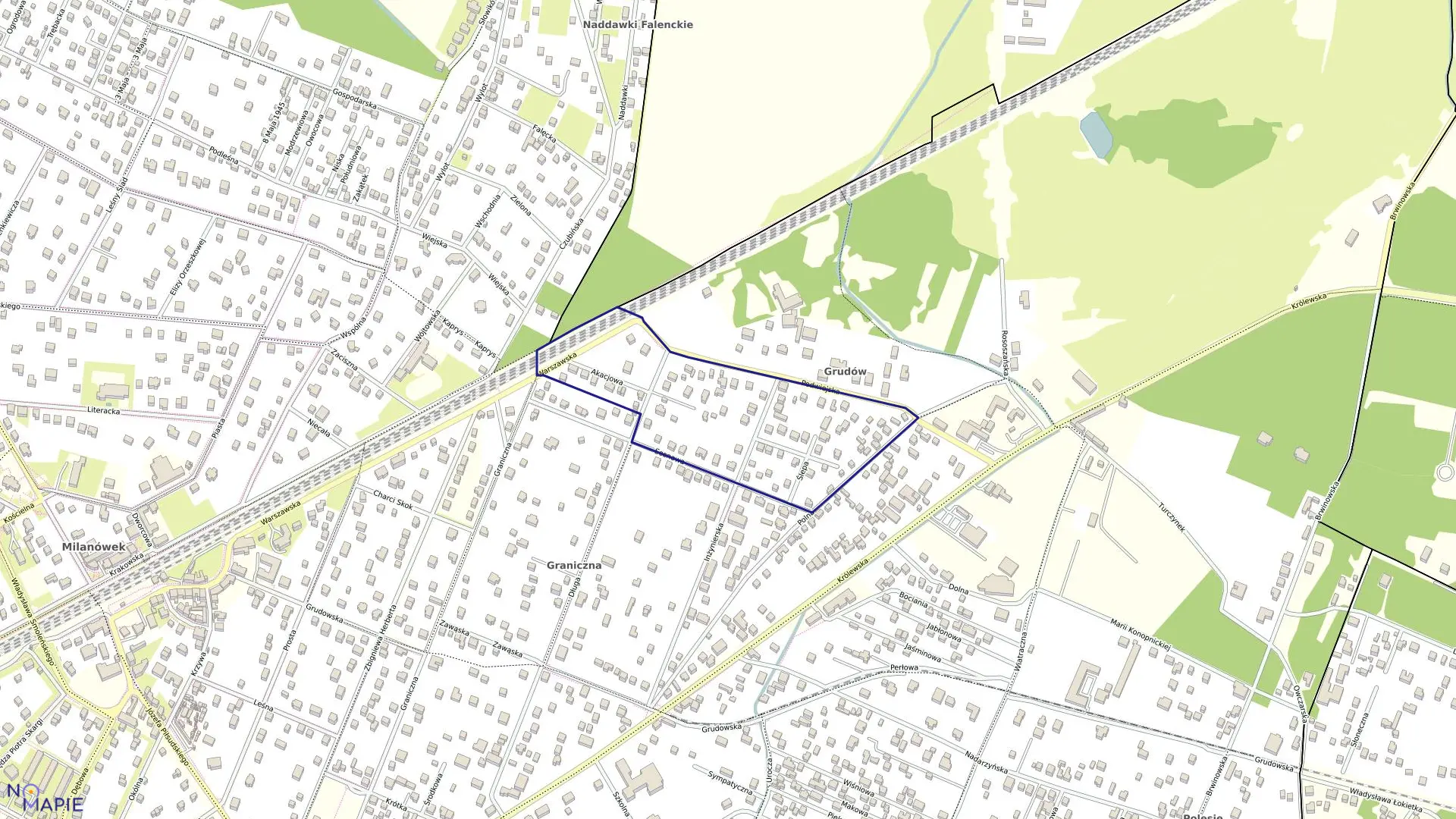 Mapa obrębu 06-08 w mieście Milanówek