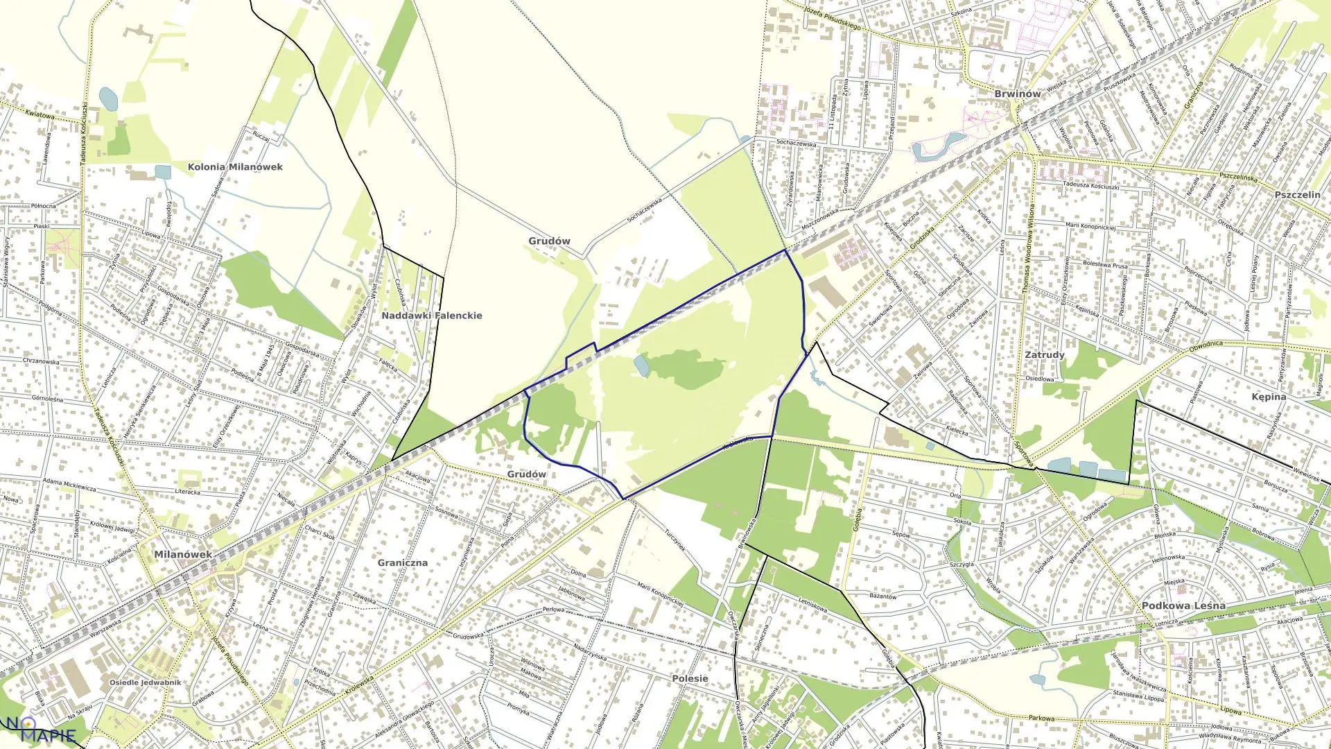 Mapa obrębu 06-10 w mieście Milanówek