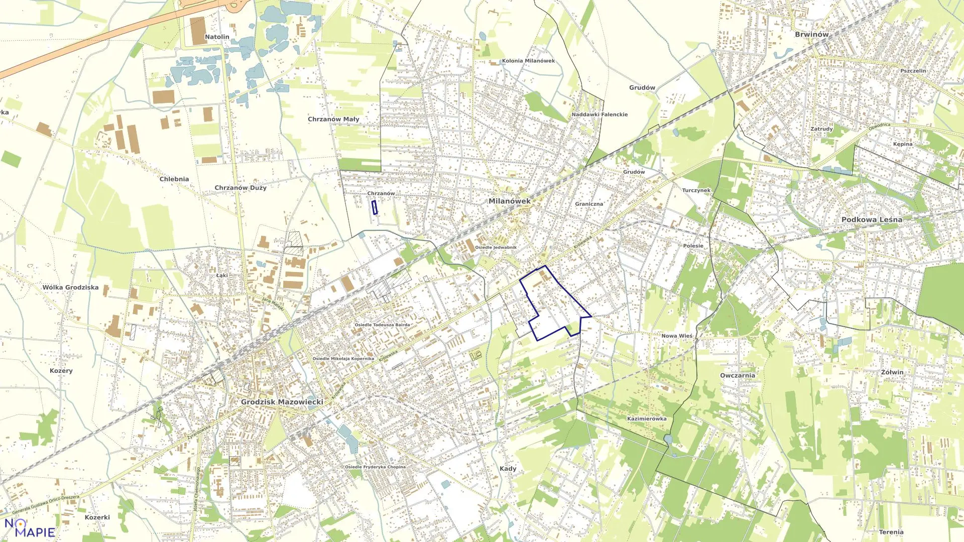 Mapa obrębu 06-11 w mieście Milanówek