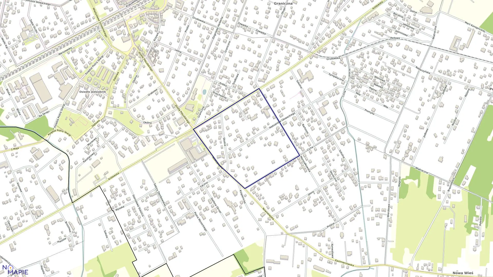 Mapa obrębu 06-12 w mieście Milanówek