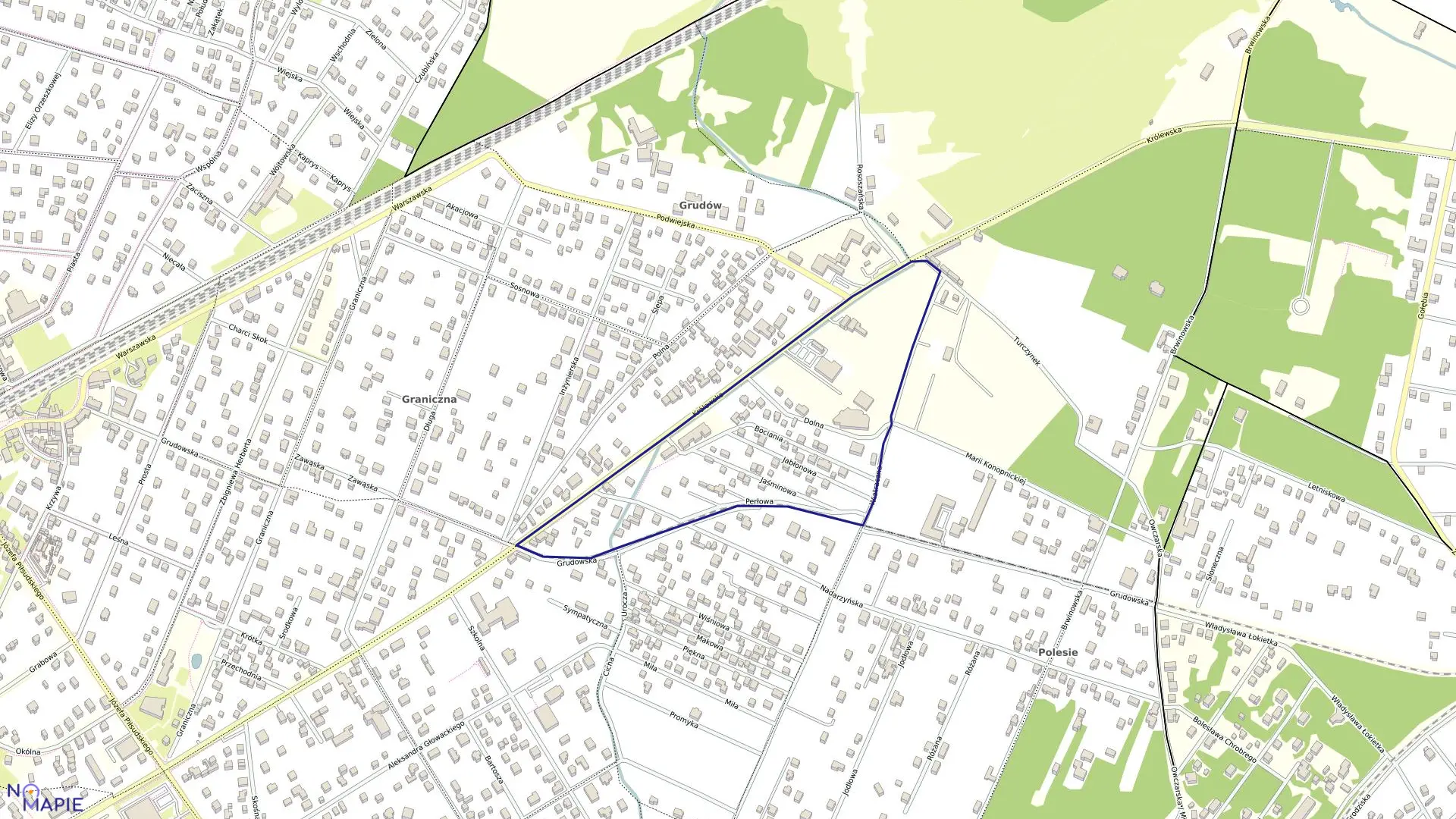 Mapa obrębu 06-14 w mieście Milanówek