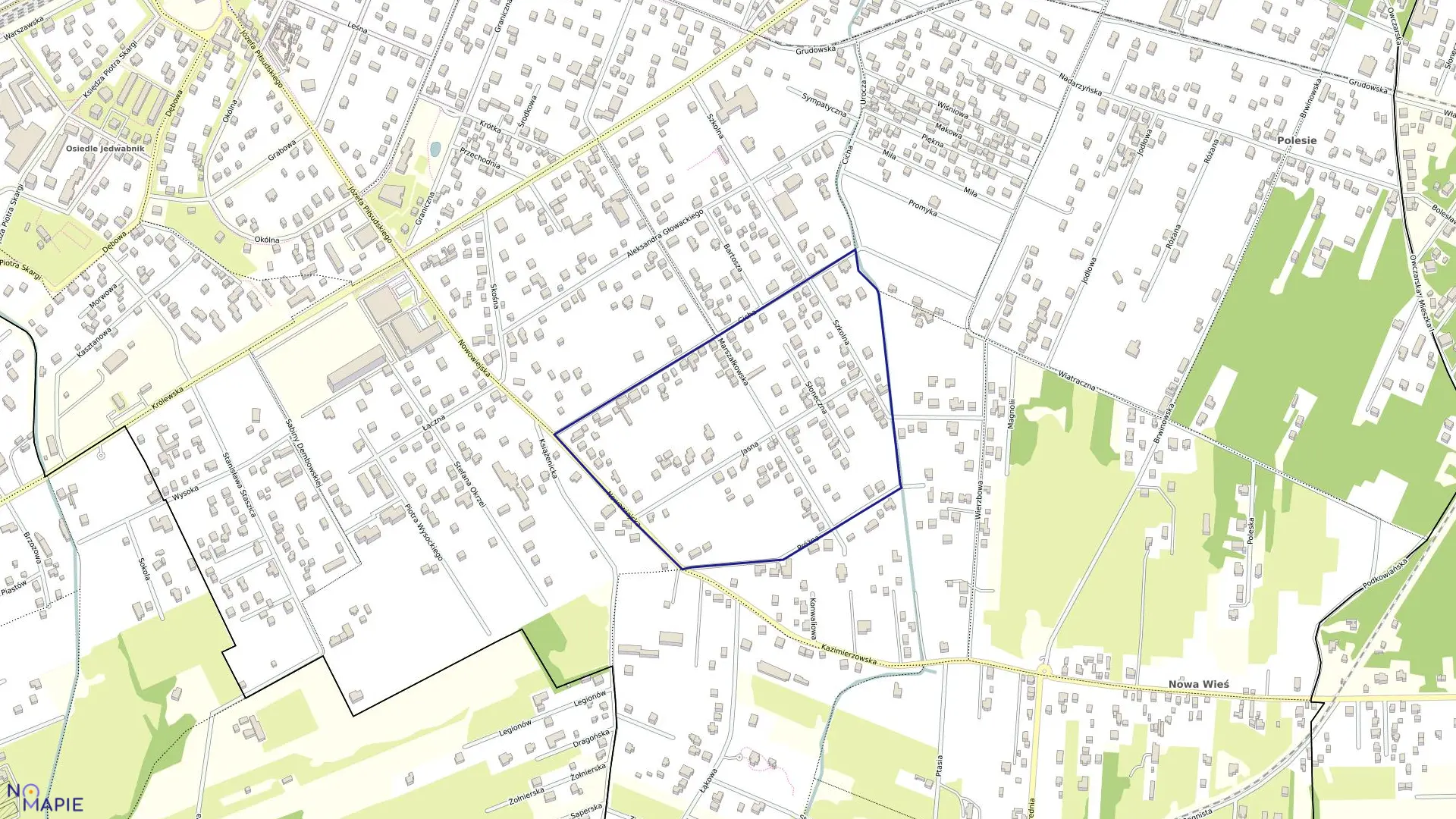 Mapa obrębu 06-16 w mieście Milanówek