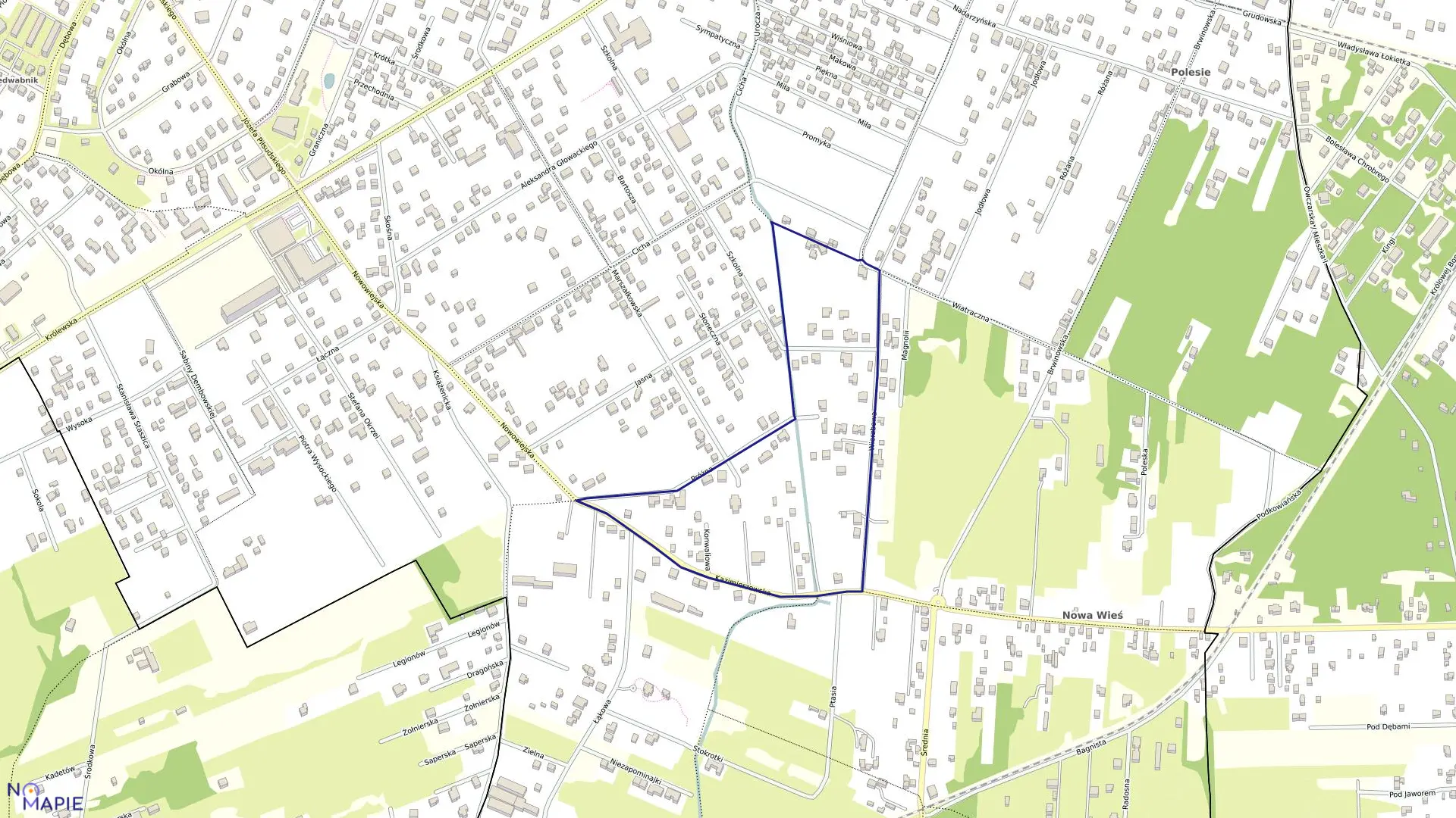 Mapa obrębu 06-17 w mieście Milanówek