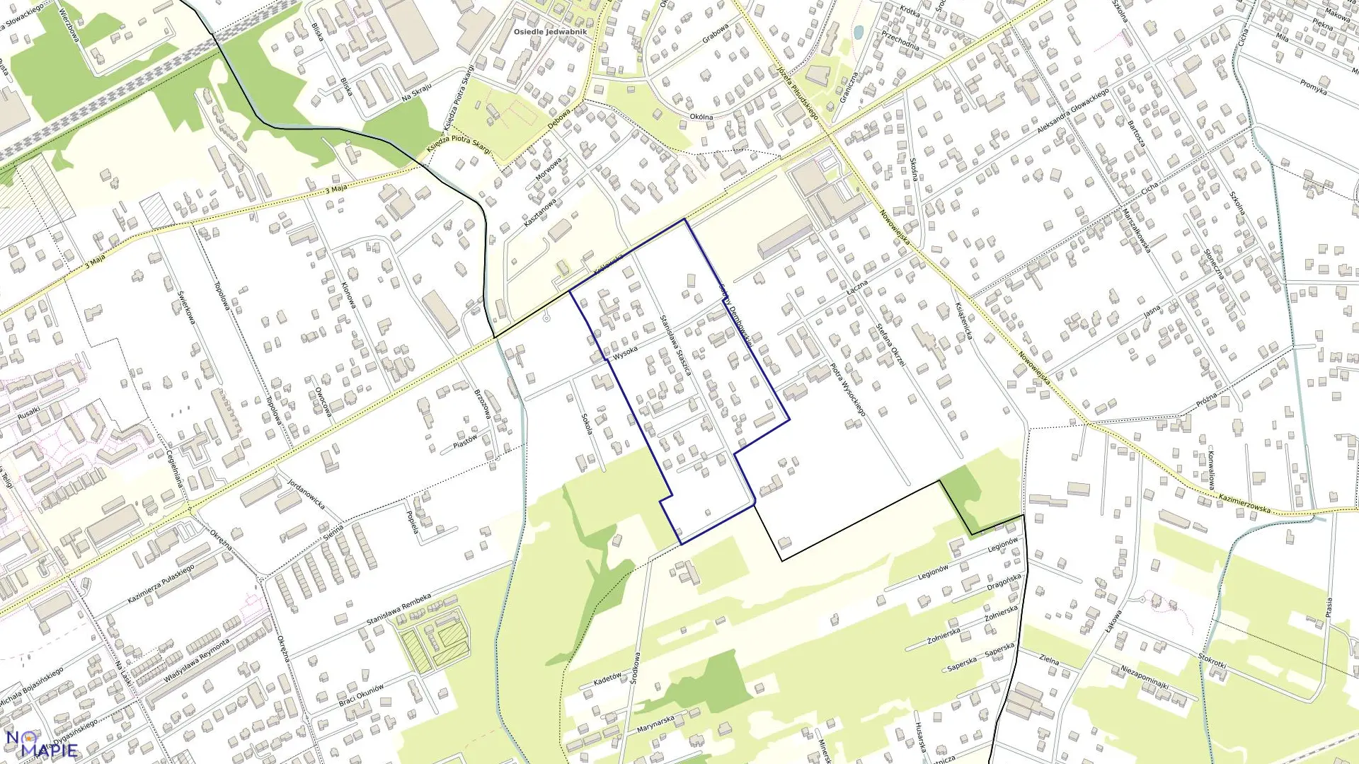 Mapa obrębu 06-20 w mieście Milanówek