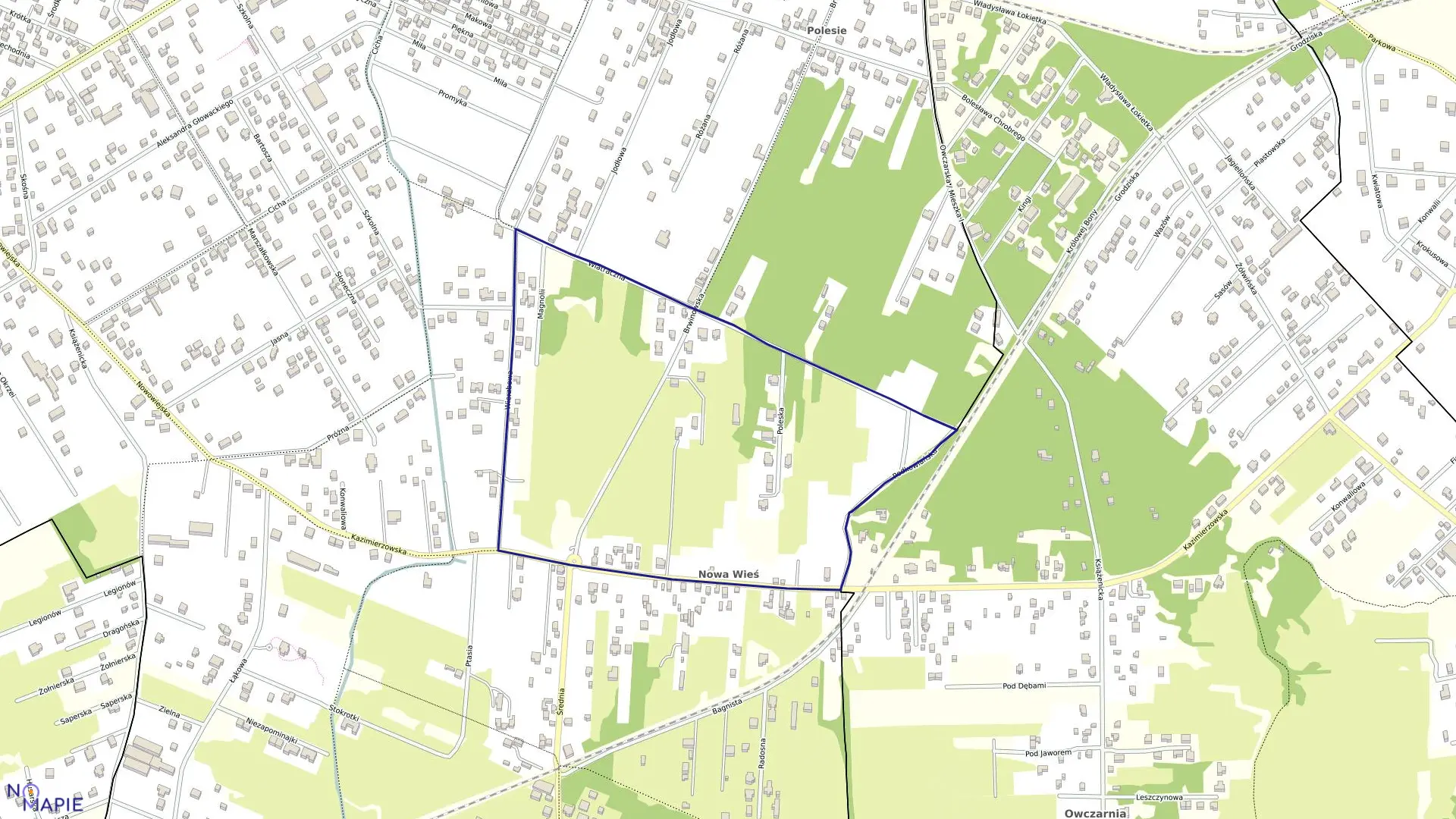 Mapa obrębu 07-04 w mieście Milanówek