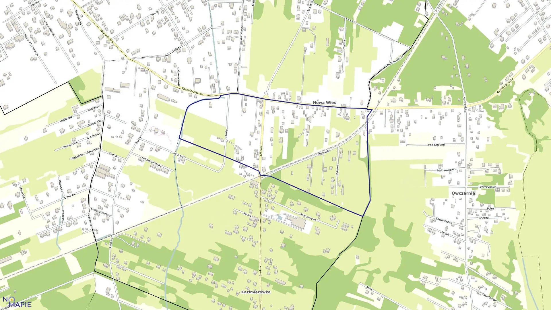 Mapa obrębu 07-05 w mieście Milanówek