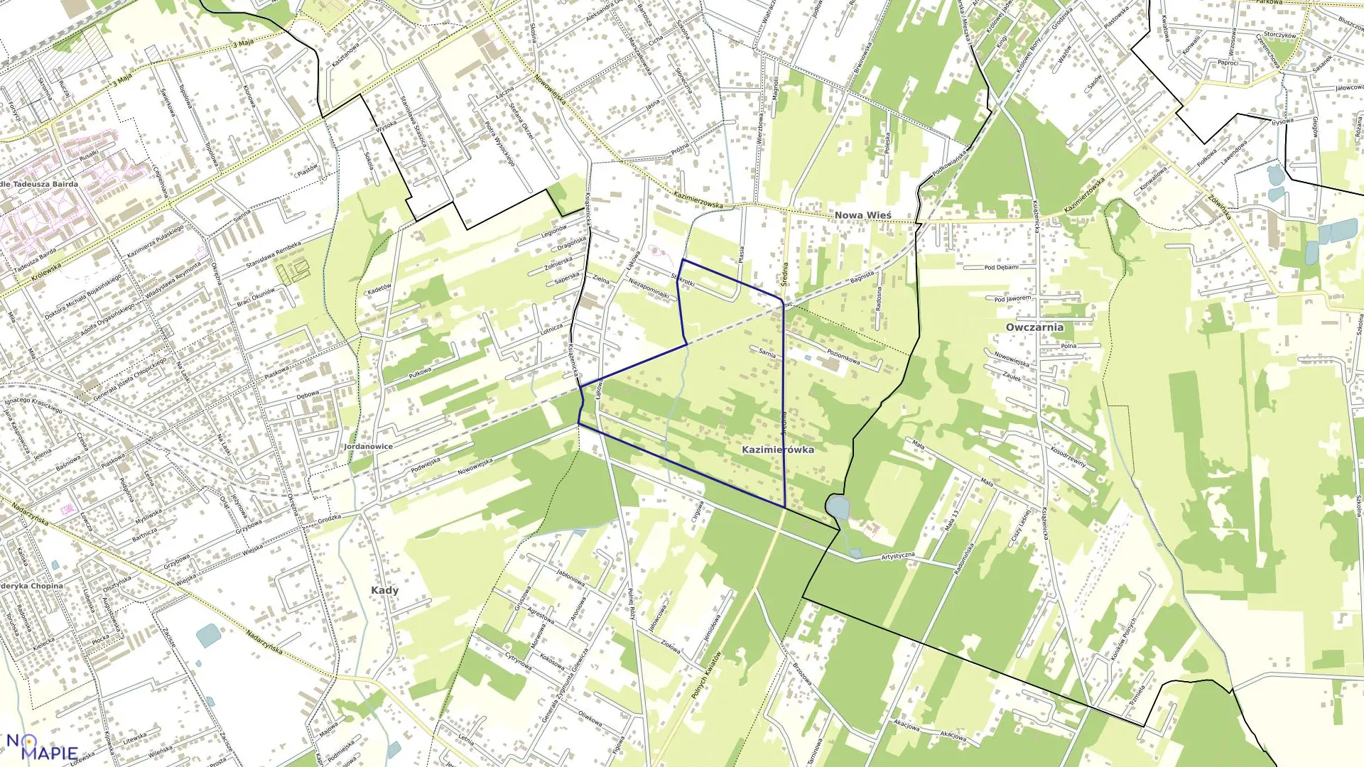 Mapa obrębu 07-06 w mieście Milanówek