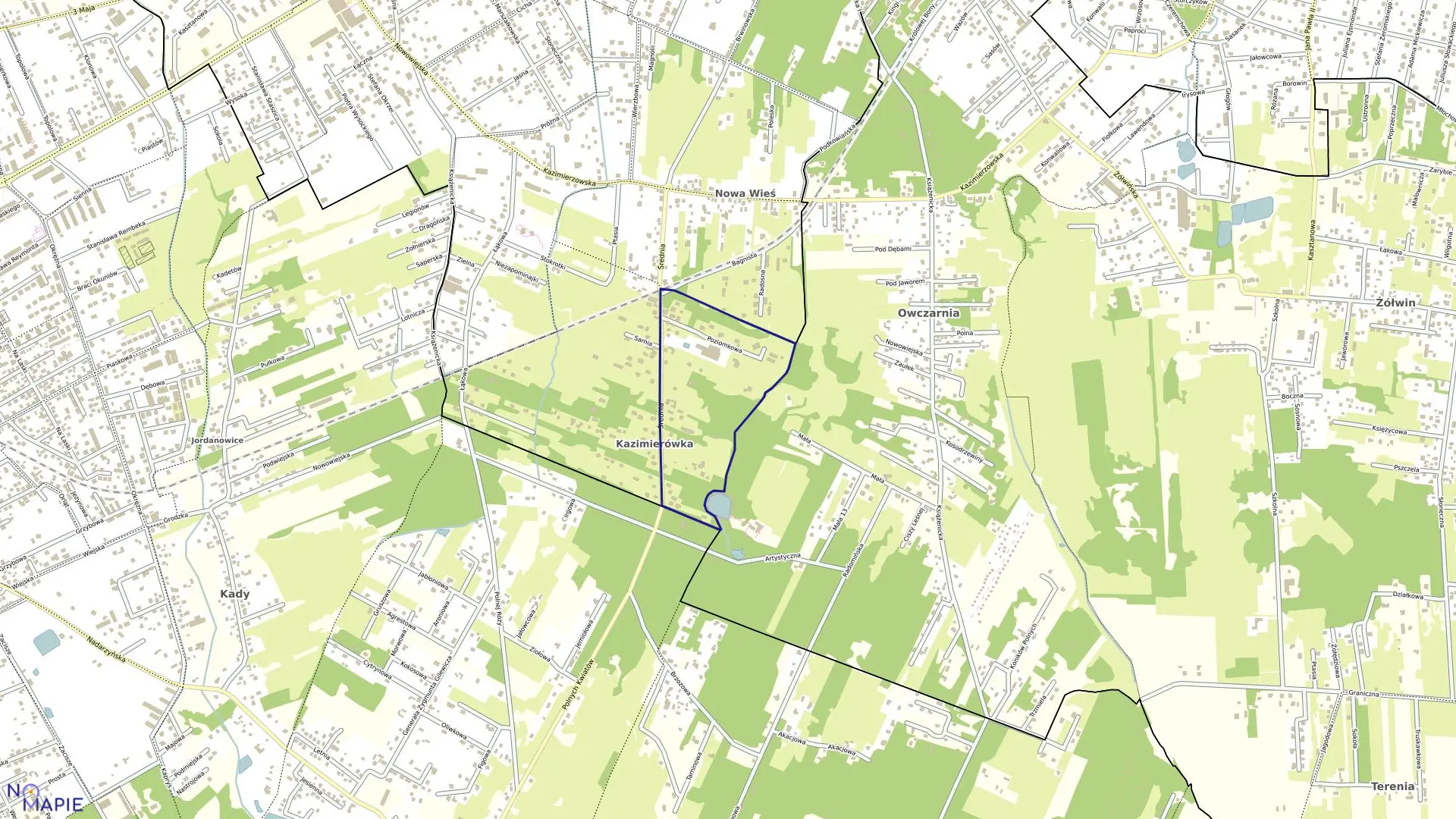 Mapa obrębu 07-07 w mieście Milanówek